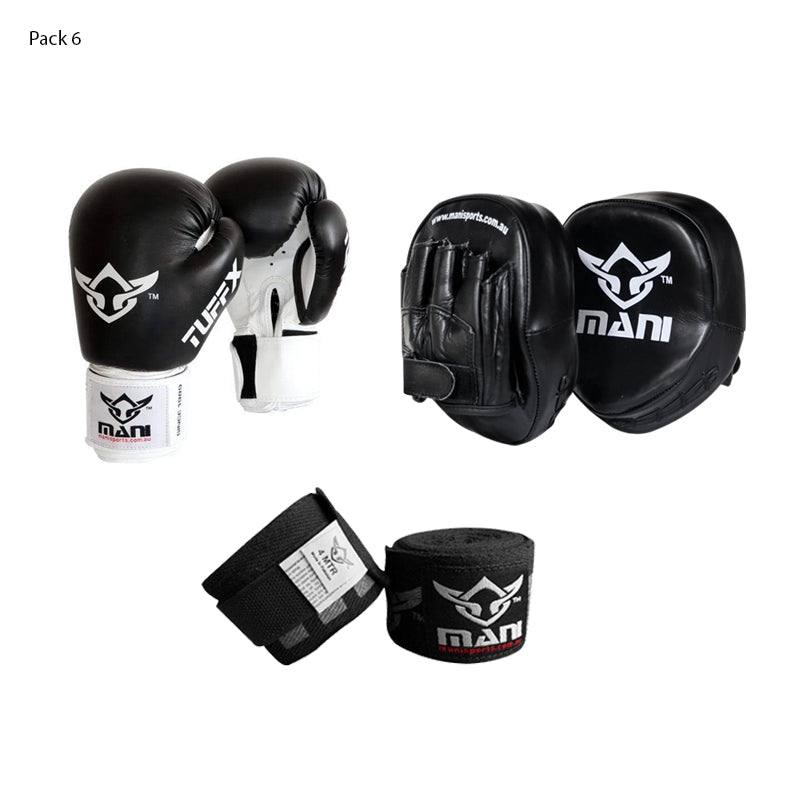 Boxing Gloves and Leather Pro Pad Set Mani Sports®