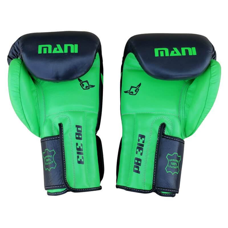 Muay Thai Boxing Gloves Black/ Green Mani Sports®