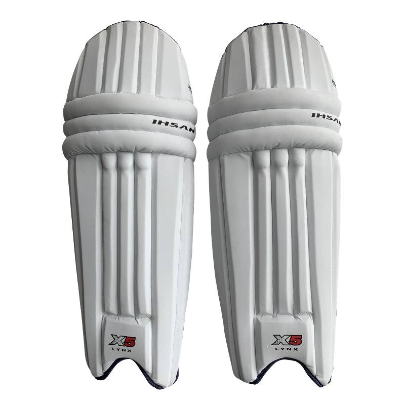 Ihsan Cricket Batting Pads, Test Cricket Unisex in White X5 Ihsan® Sports