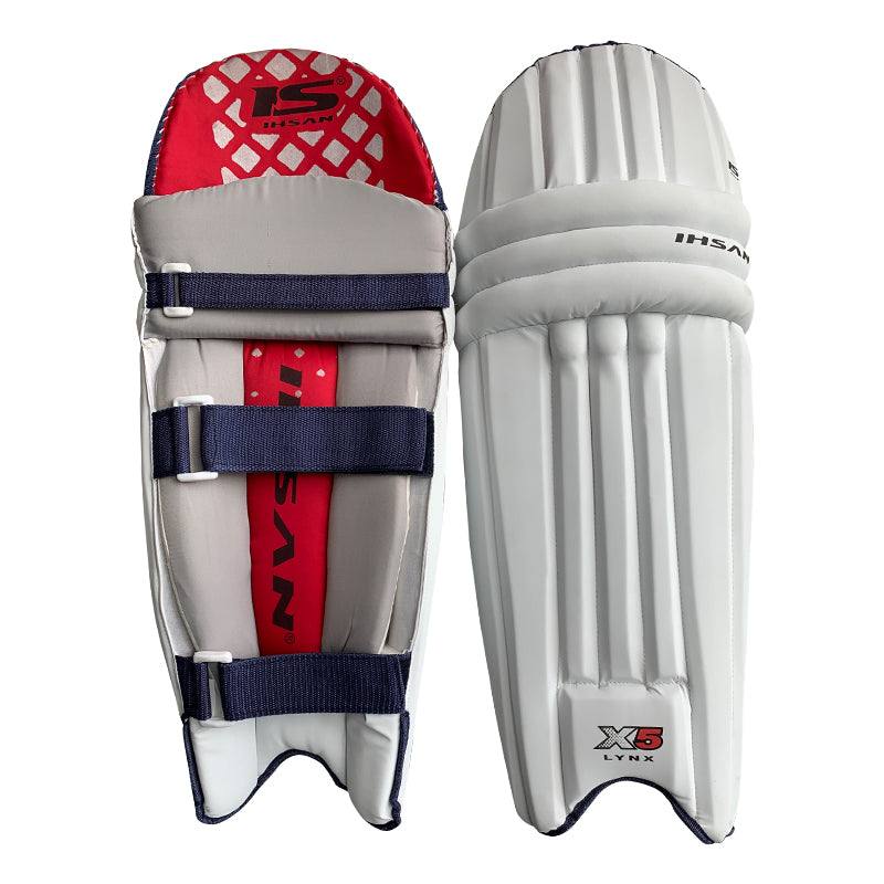 Ihsan Cricket Batting Pads, Test Cricket Unisex in White X5 Ihsan® Sports