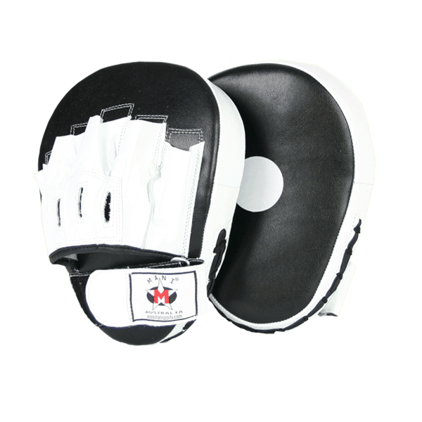 Black White Pre Curved Boxing Focus Mitts Mani Sports