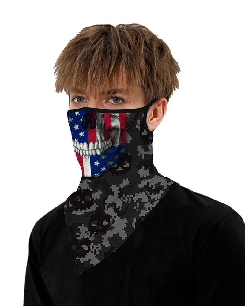 Breathable Face Mask USA Skull Flag with Ear Loop Mani Sports®