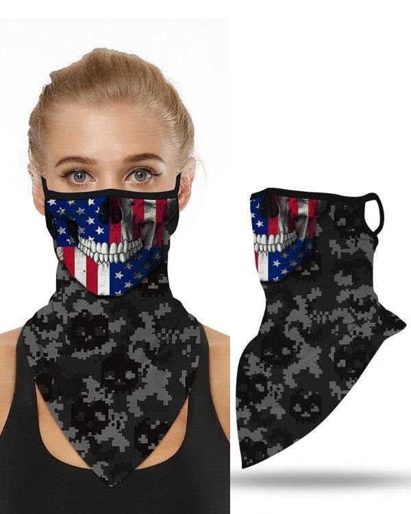 Breathable Face Mask USA Skull Flag with Ear Loop Mani Sports®